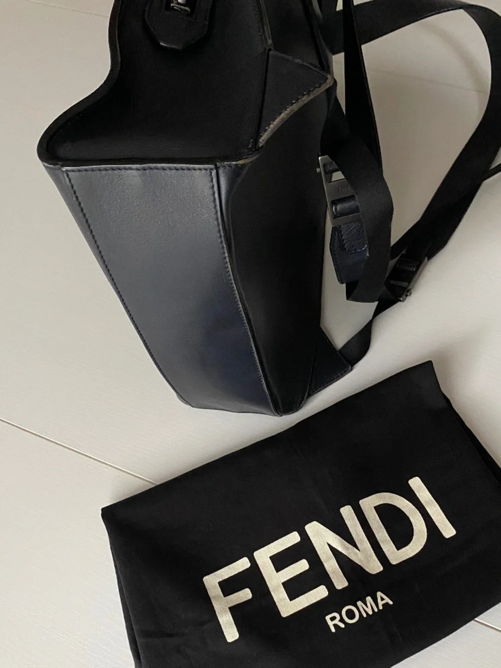 Fendi Roma Unisex Backpack Black Leather Large (Rare)